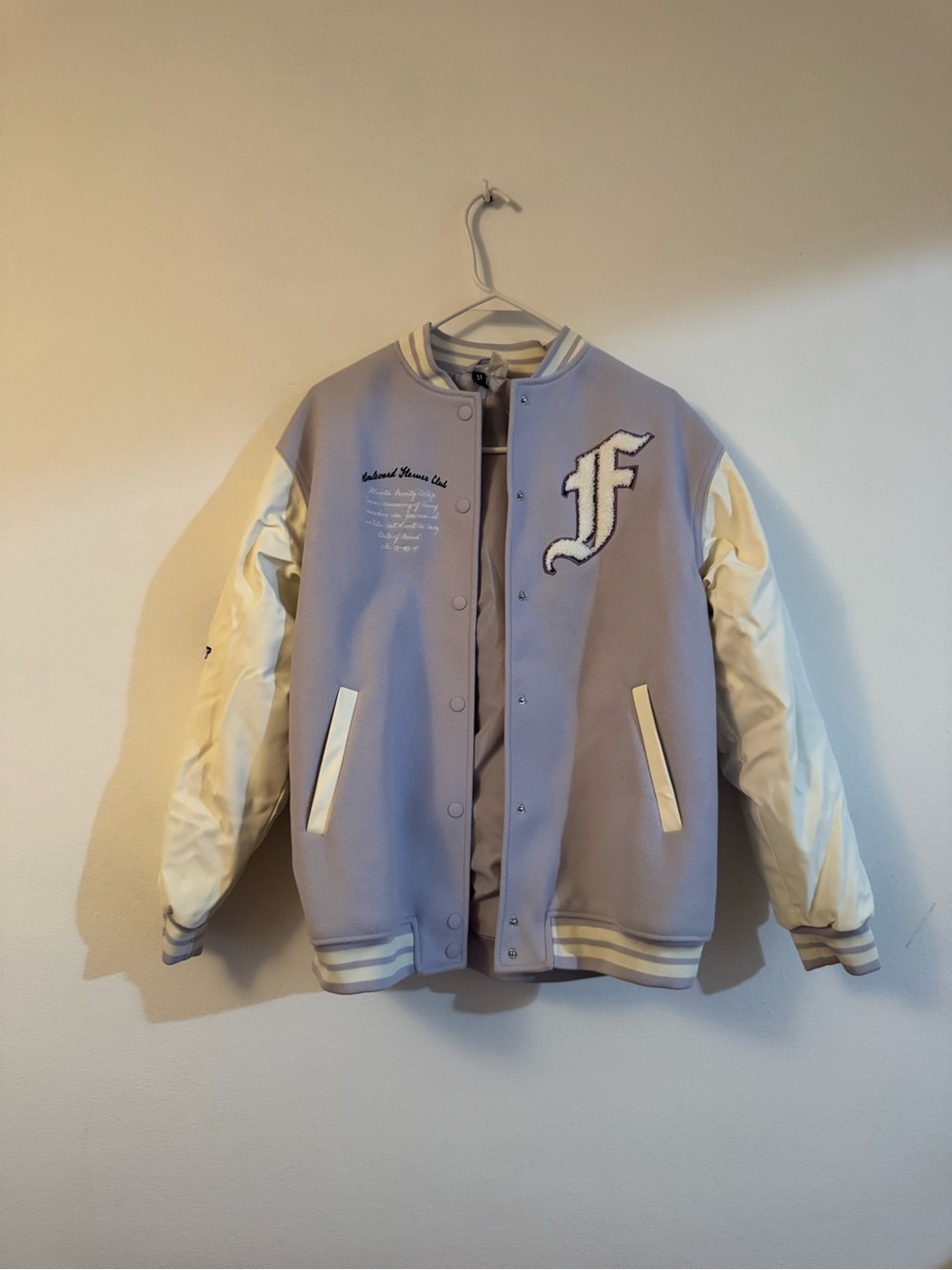 Lavender and Cream Varsity Jacket